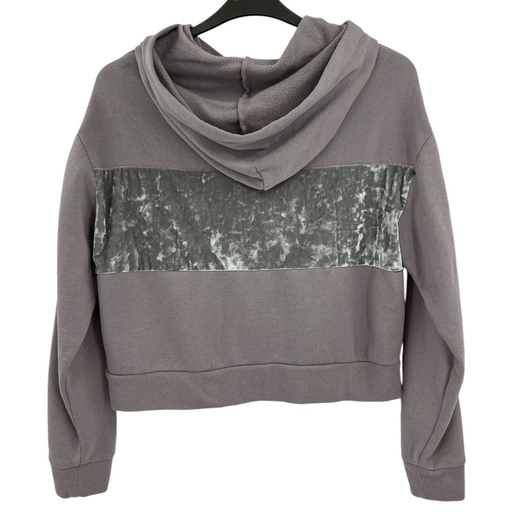 Pink Victorias Secret Hoodie Sweatshirt Purple Burnt Velvet Lace Up Sleeve SZ M